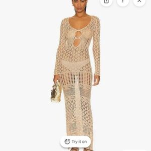 SNDYS Beige Crochet Maxi Dress
